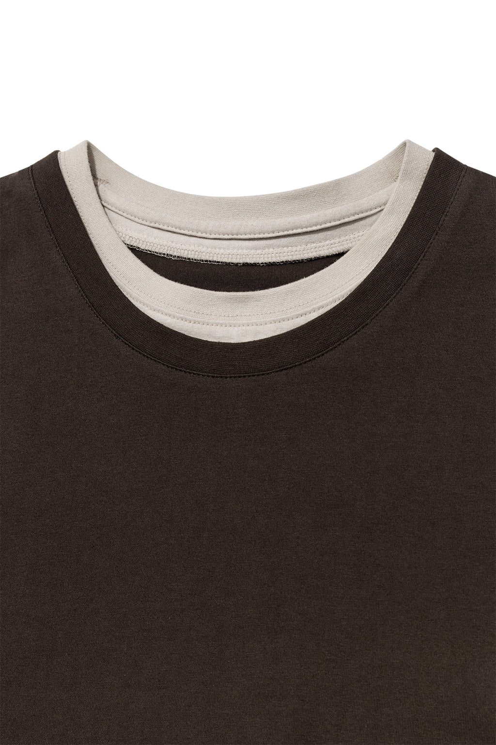 [matinkim] COLOR POINT LAYERED TOP FOR MEN IN BROWN