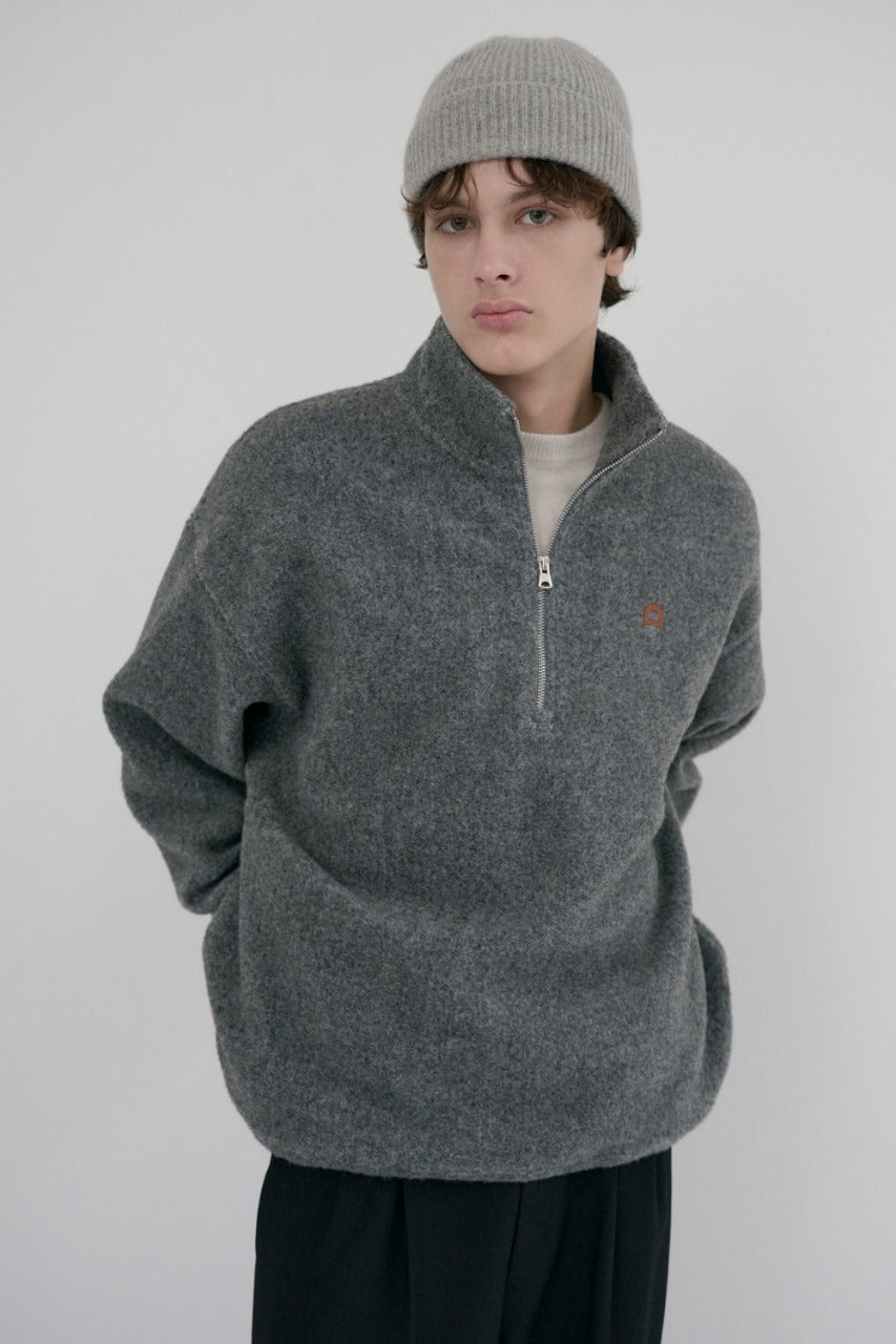 Dunst Unisex Half Zip-Up Fleece Sweatshirt Melange Grey