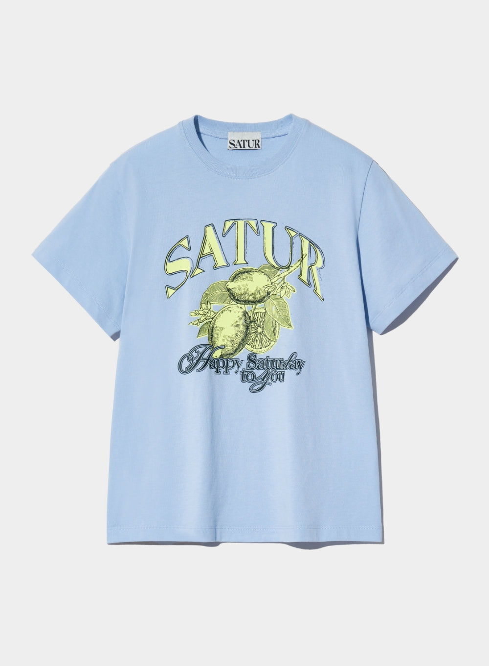 [satur] (W) Citron Summer Graphic T-Shirt - Light Blue