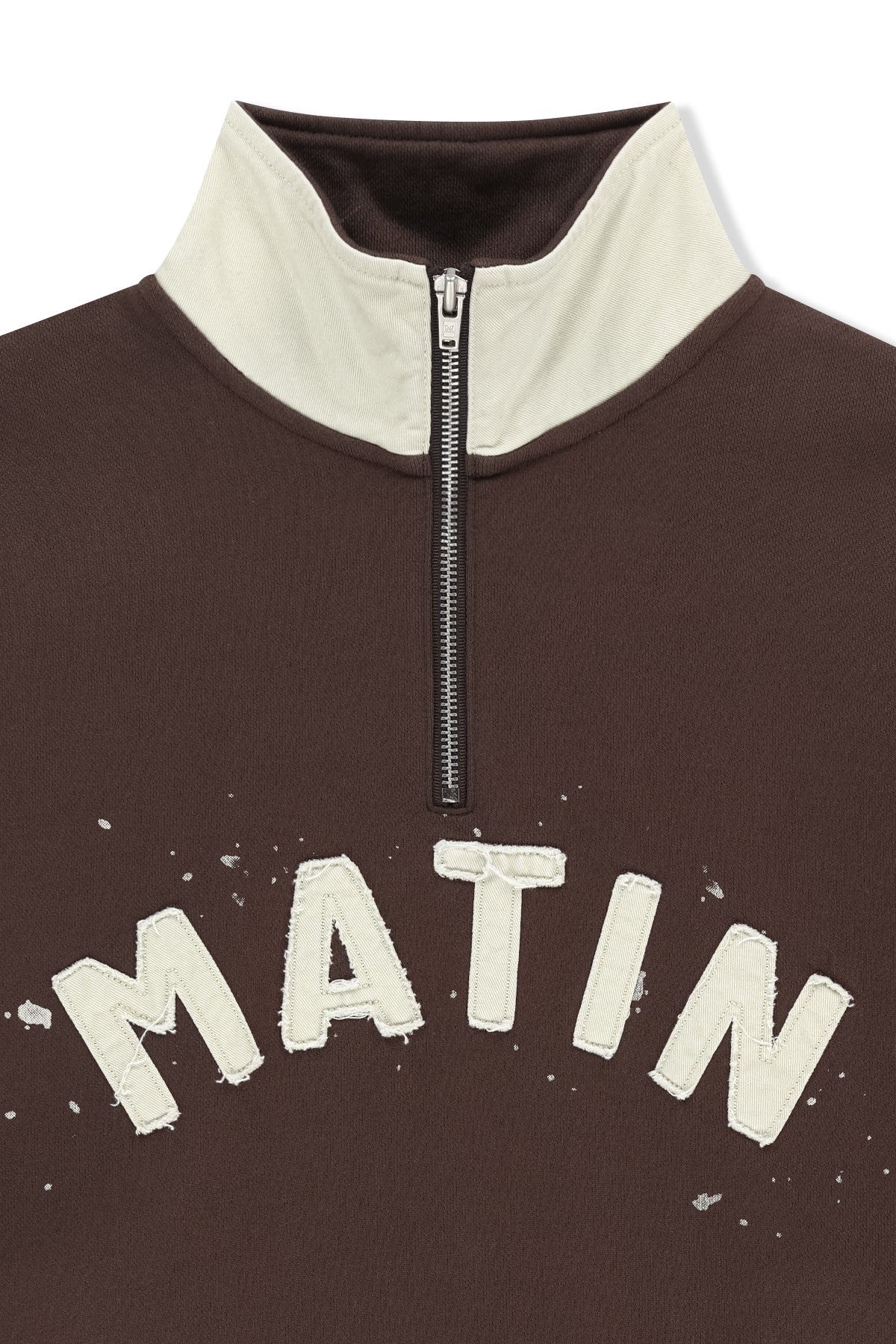 Matinkim Applique Logo Collar Quarter Zip UP IN Brown