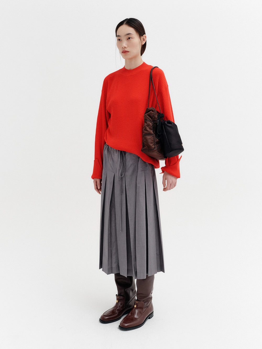 EENK Rib Knit Pullover - Red