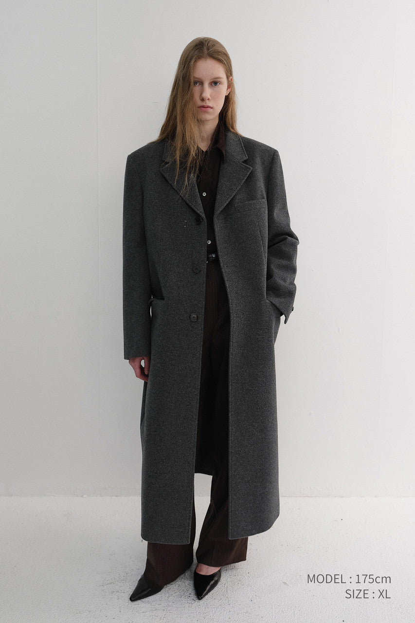 Dunst Unisex 2-Way 3 Button Cashmere Coat Charcoal Grey