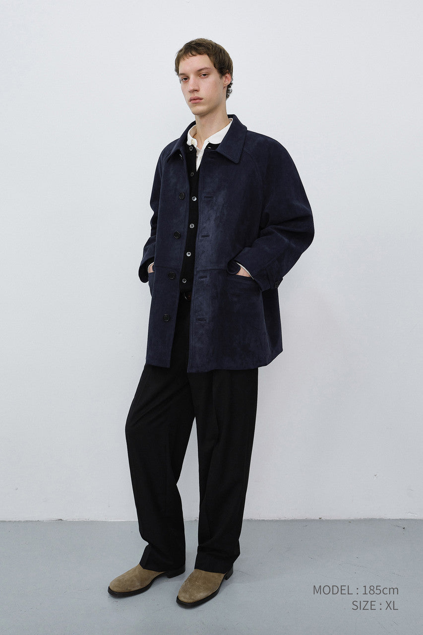 Dunst Unisex Lily Suede Half Jacket Blue Navy