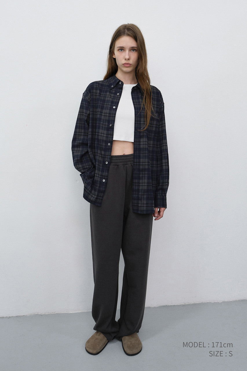 Dunst Unisex Checked Flannel BD Shirt Dark Navy