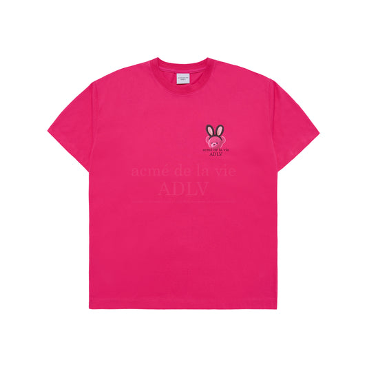 RABBIT BEAR DOLL LOGO SHORT SLEEVE T-SHIRT PINK