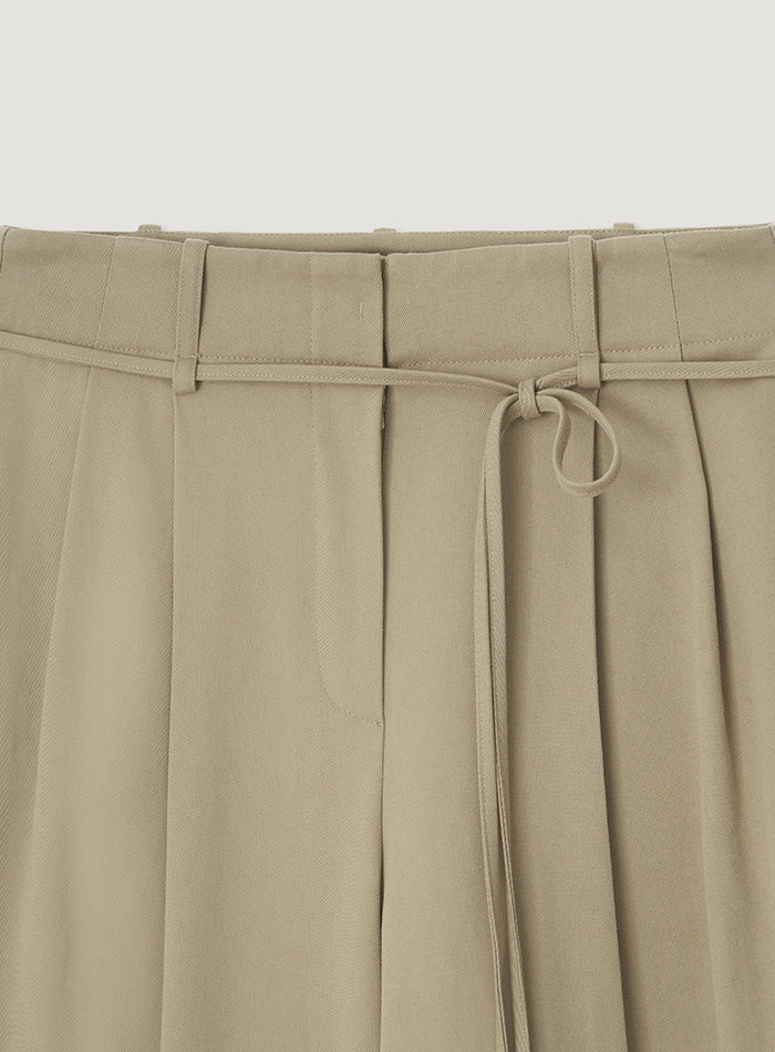 Mango Maniplease Bian Wide Tuck Pants Beige