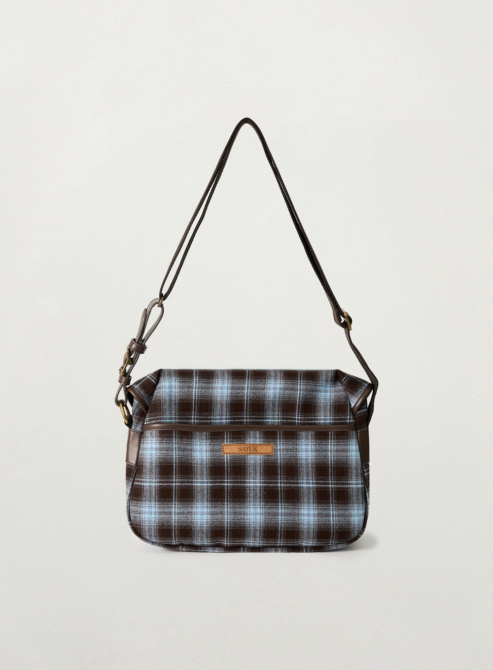 [satur] Classic Check Shoulder Bag - Blue