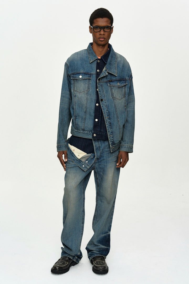 Andersson Bell Unisex Asymmetric Layered Wide-Leg Jeans apa