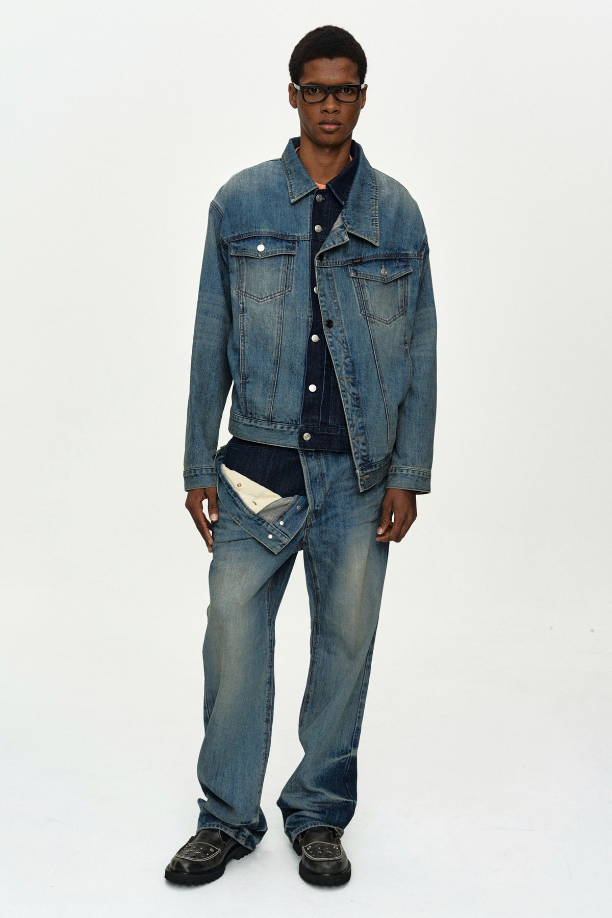 Andersson Bell Unisex Asymmetric Layered Wide-Leg Jeans