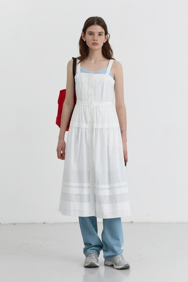 Dunst Square-Neck Sleeveless Dress Off White