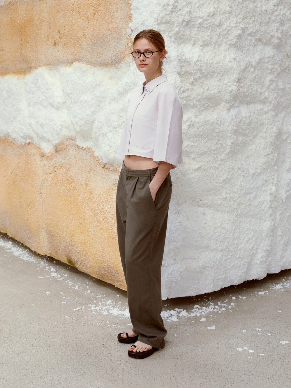 Low Classic Half Sleeve Cropped Shirt Light Pink
