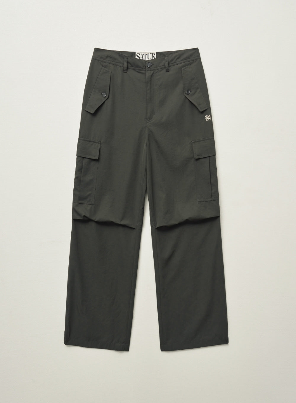 [satur] Wide String Cargo Pants - Charcoal