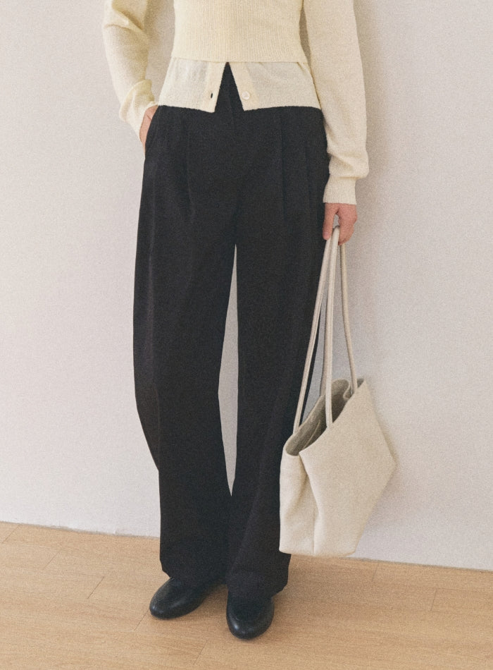 Mango Maniplease Bone Cotton Pants Black