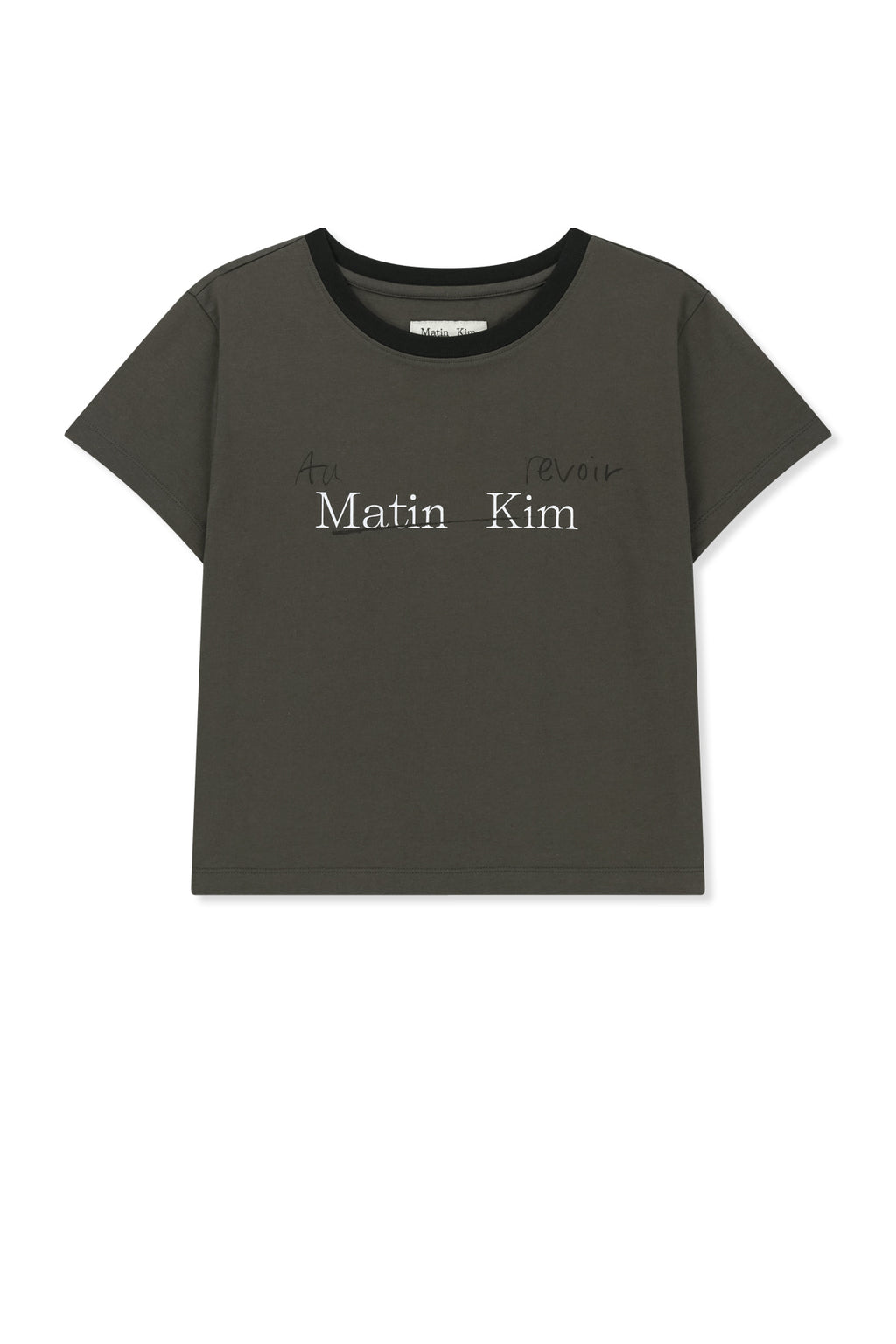 Matinkim Tonal Rib Logo Crop Top IN Charcoal