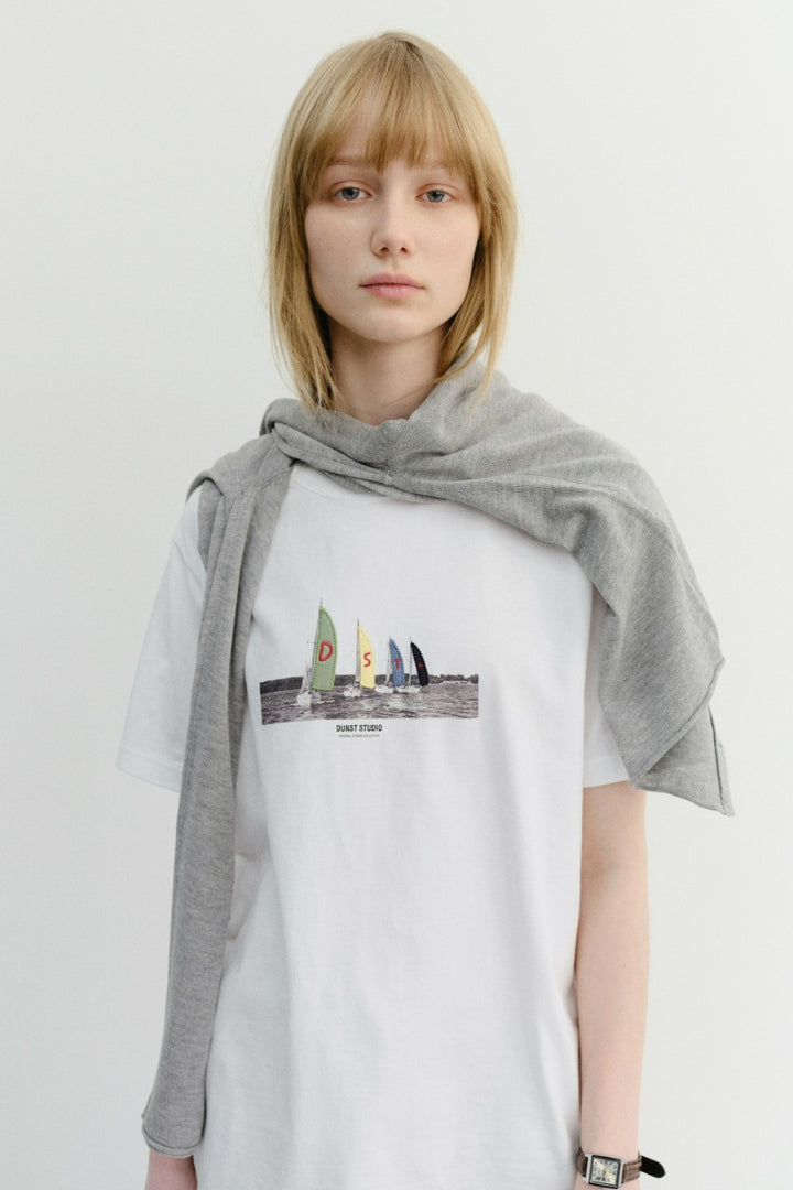 Dunst Unisex Applique Yacht T-Shirt Off White