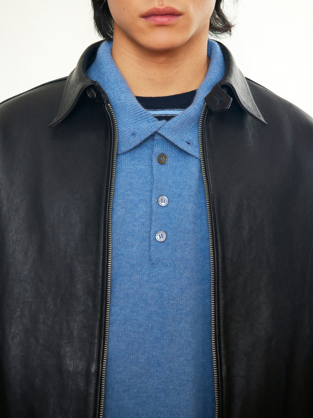 [Low Classic] Lambskin Leather Harrington Jacket_Black