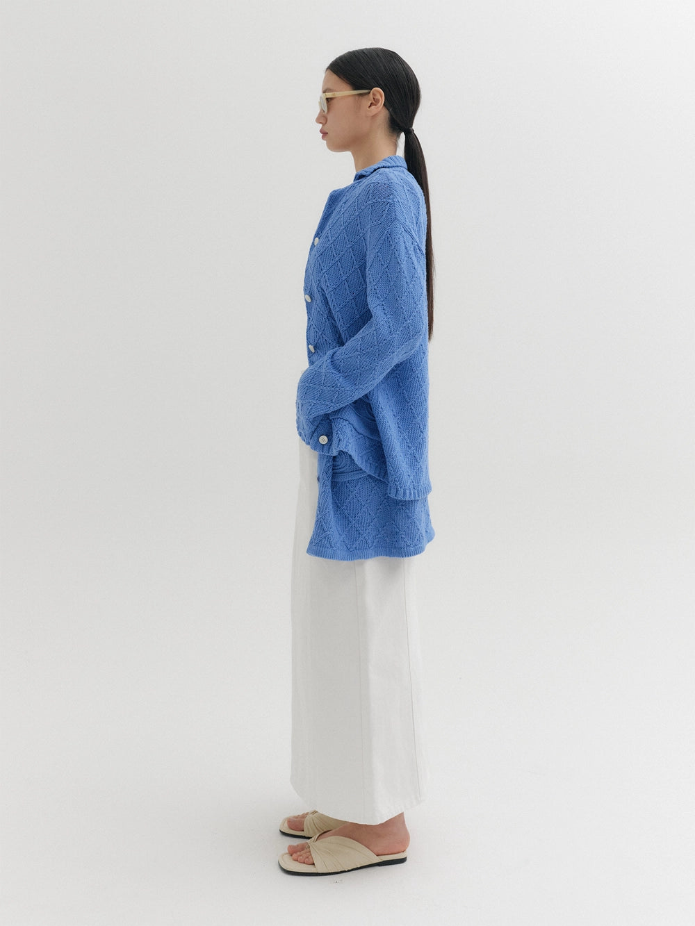 EENK A-Line Denim Skirt - White