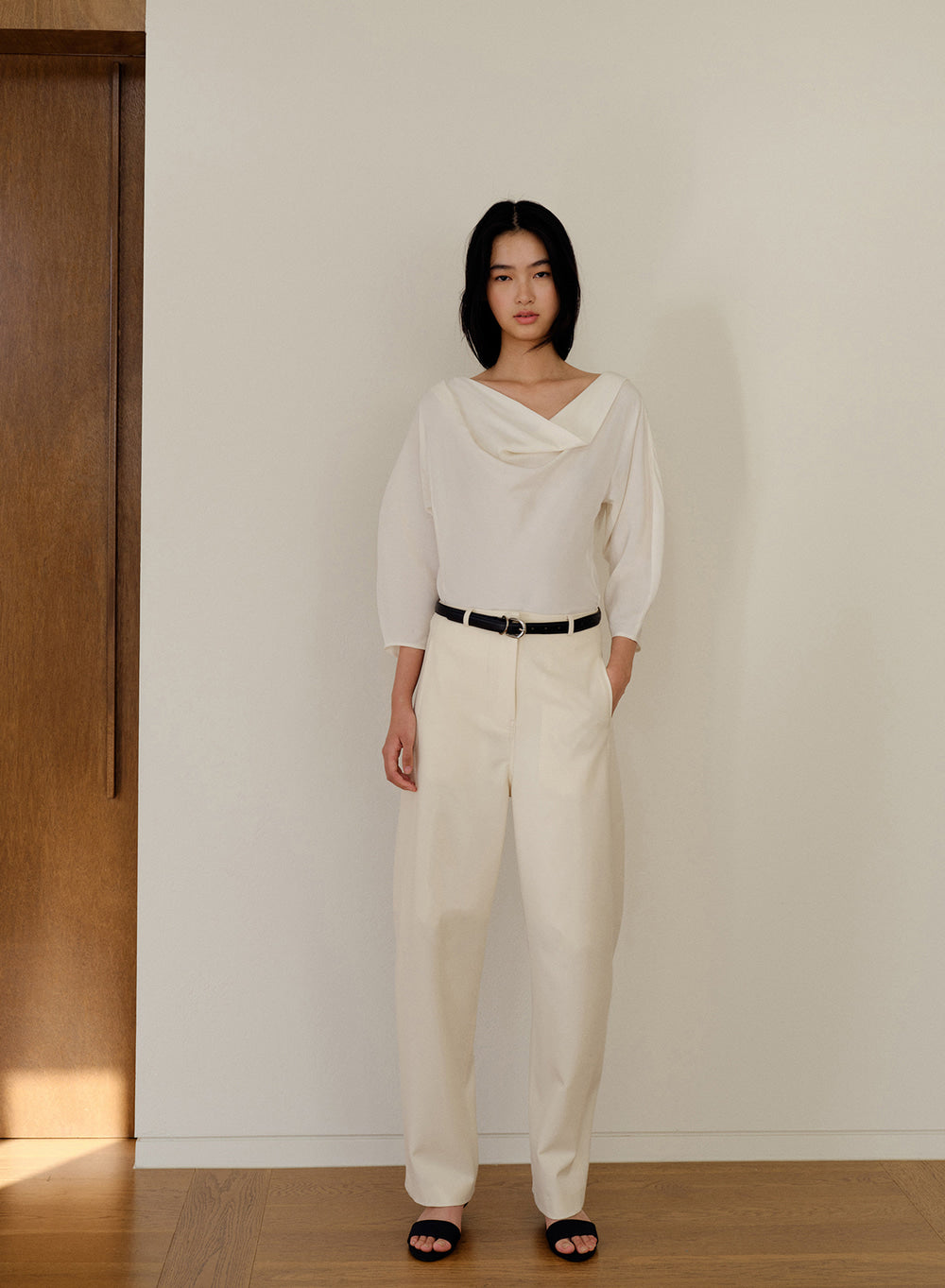 Kindersalmon Edith Draped Top Ivory