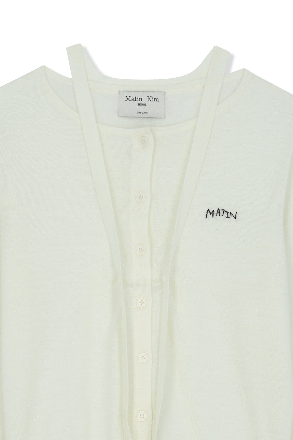 Matinkim String Detail Knit Cardigan IN Cream