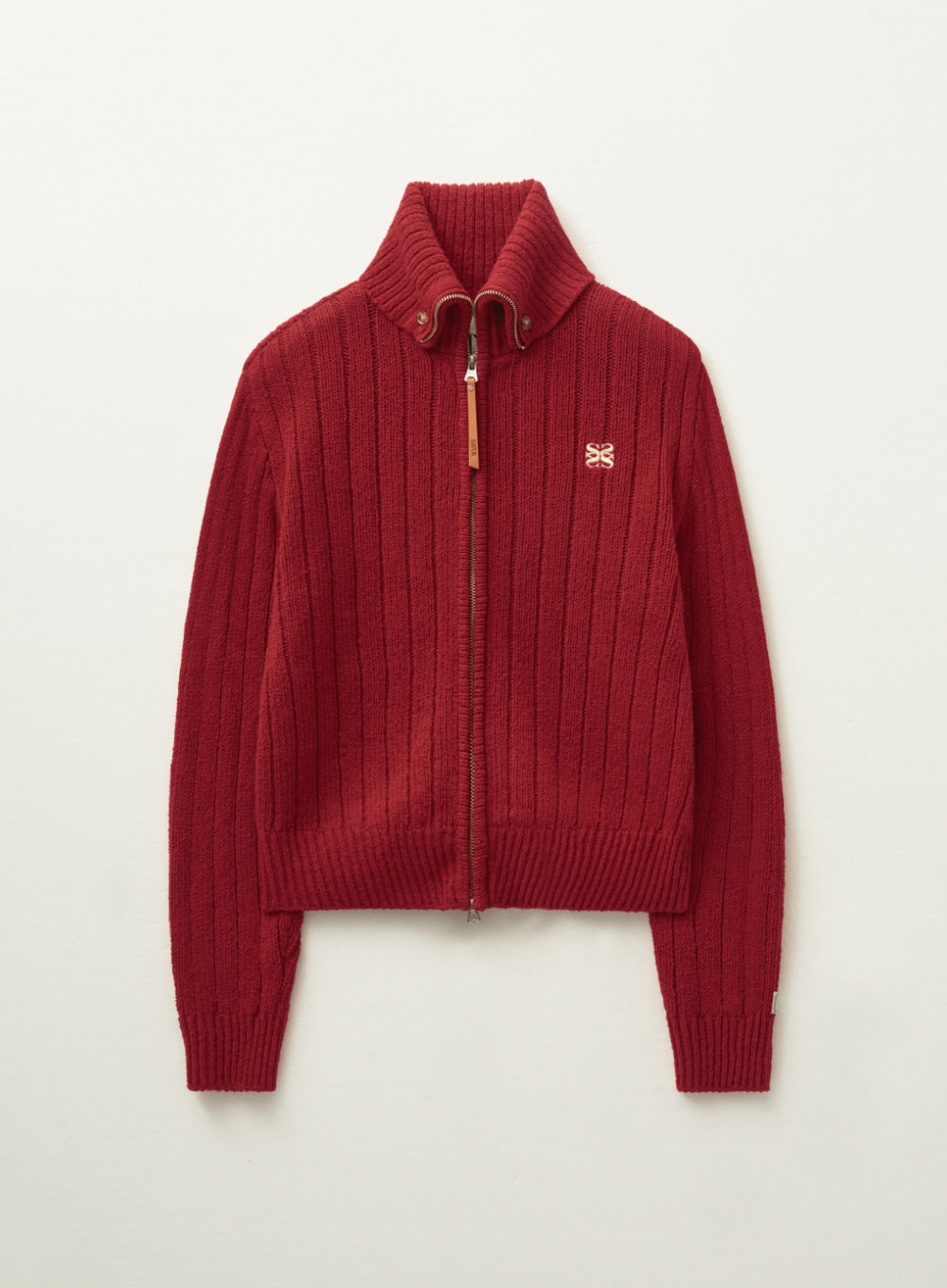 [satur] (W) Faro Boucle Knit Zip-up - Red