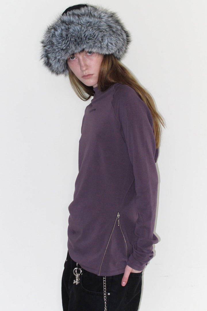 Instantfunk Diagonal Zipper Hood Tee - Purple