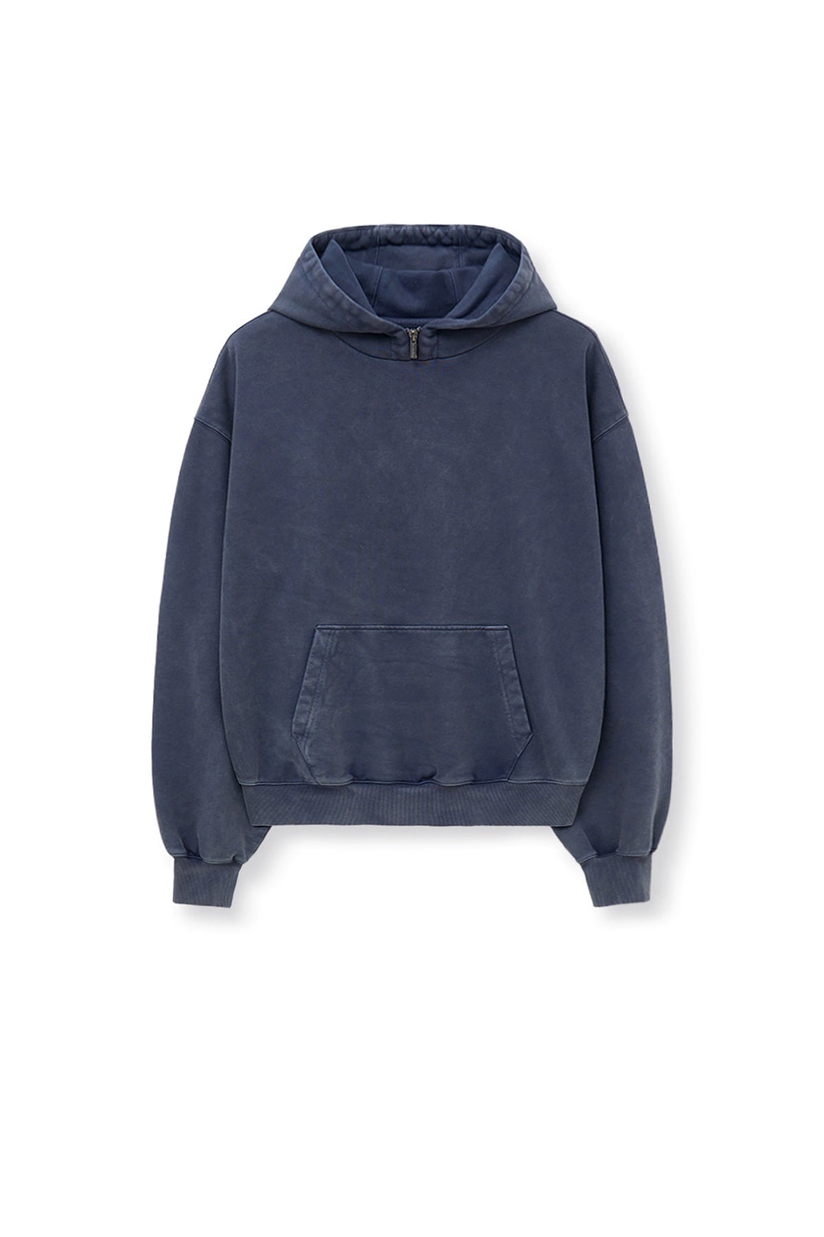 [matinkim] ZIPPER POINT WASHED HOODY FOR MEN IN NAVY