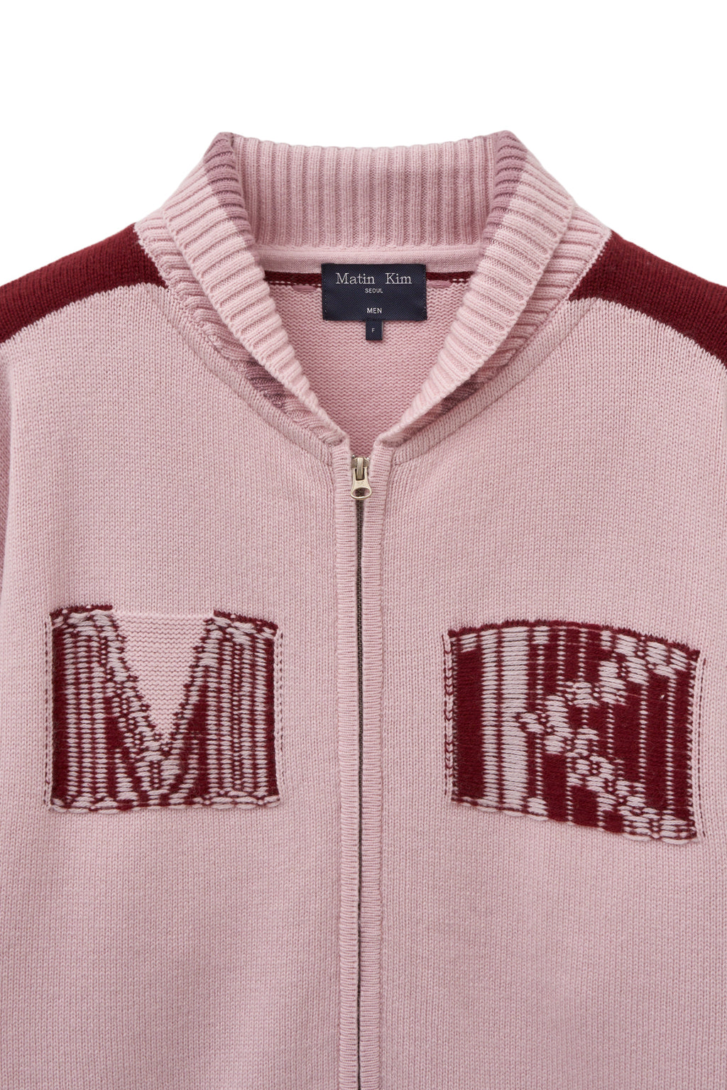 [matinkim] MATIN KIM INITIAL KNIT ZIP UP FOR MEN IN PINK