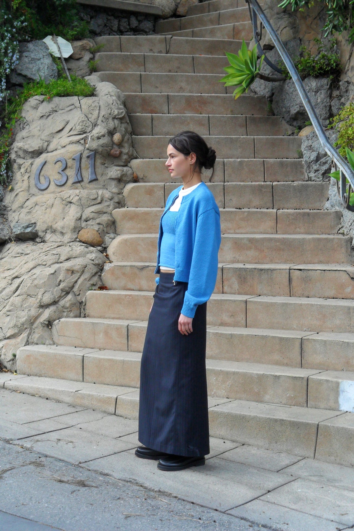 Low Classic Cotton Zip-Up Cardigan Blue