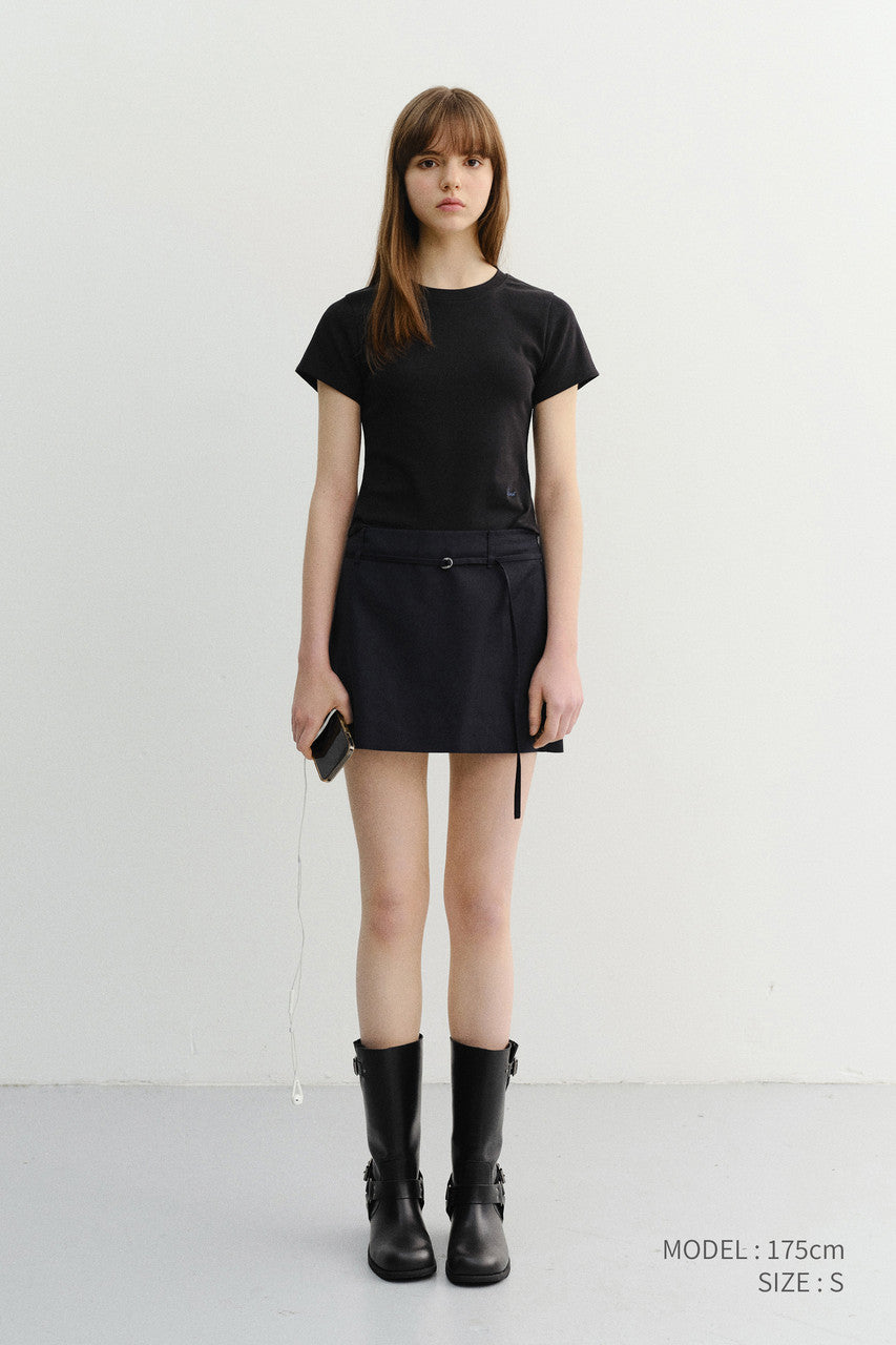 Dunst Belted Mini Skirt Deep Navy