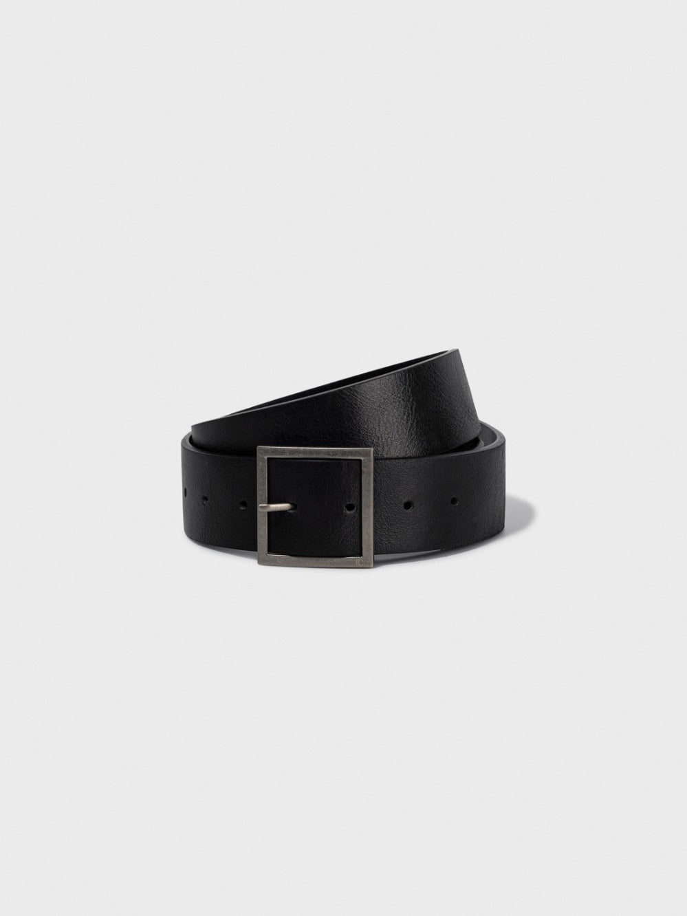 Low Classic Square Buckle Leather Belt Black