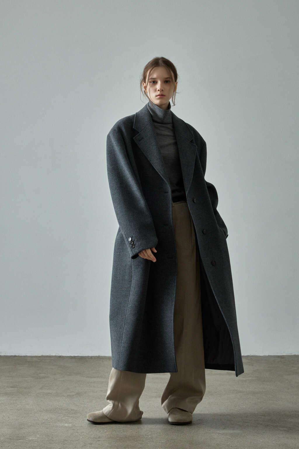 Facade Pattern Cashmere Single Coat charcoal