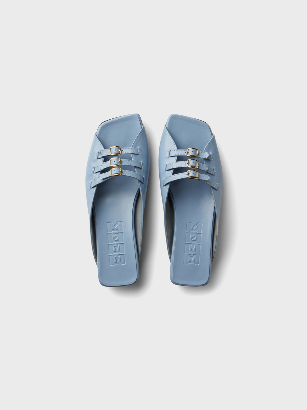 EENK Triple Buckle Square Flats - Sky Blue