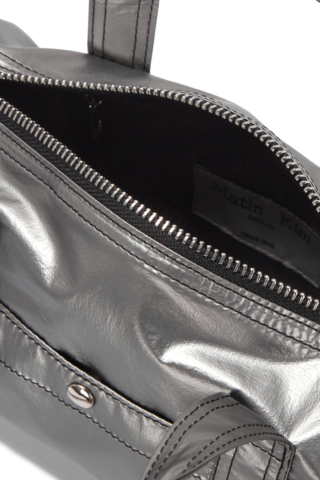 [matinkim] GLOSSY LOGO SPORTY MINI DUFFEL BAG IN SILVER