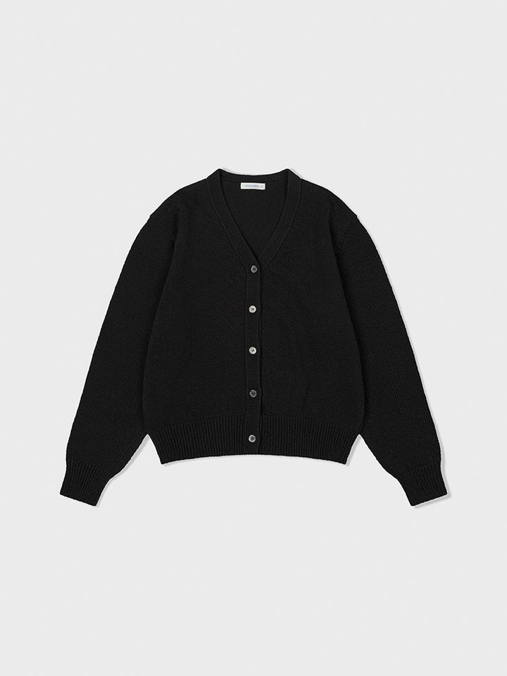 Low Classic Cotton V-Neck Cardigan Black