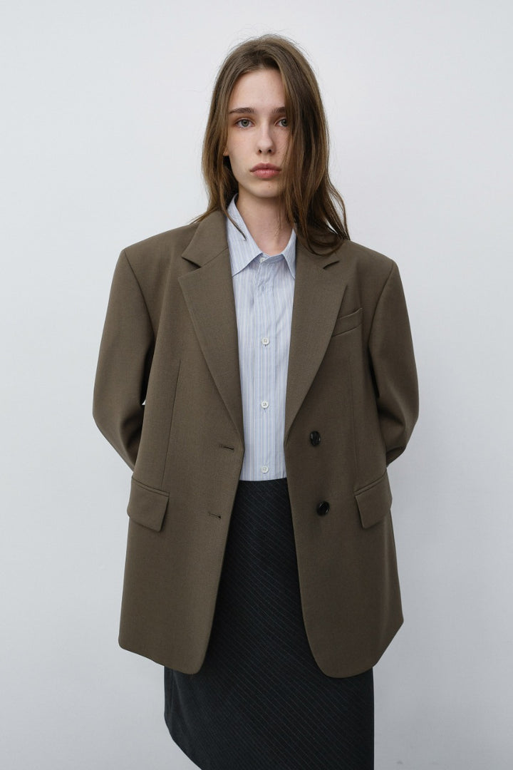 Dunst Essential 2 Button Wool Blazer Mocha Brown