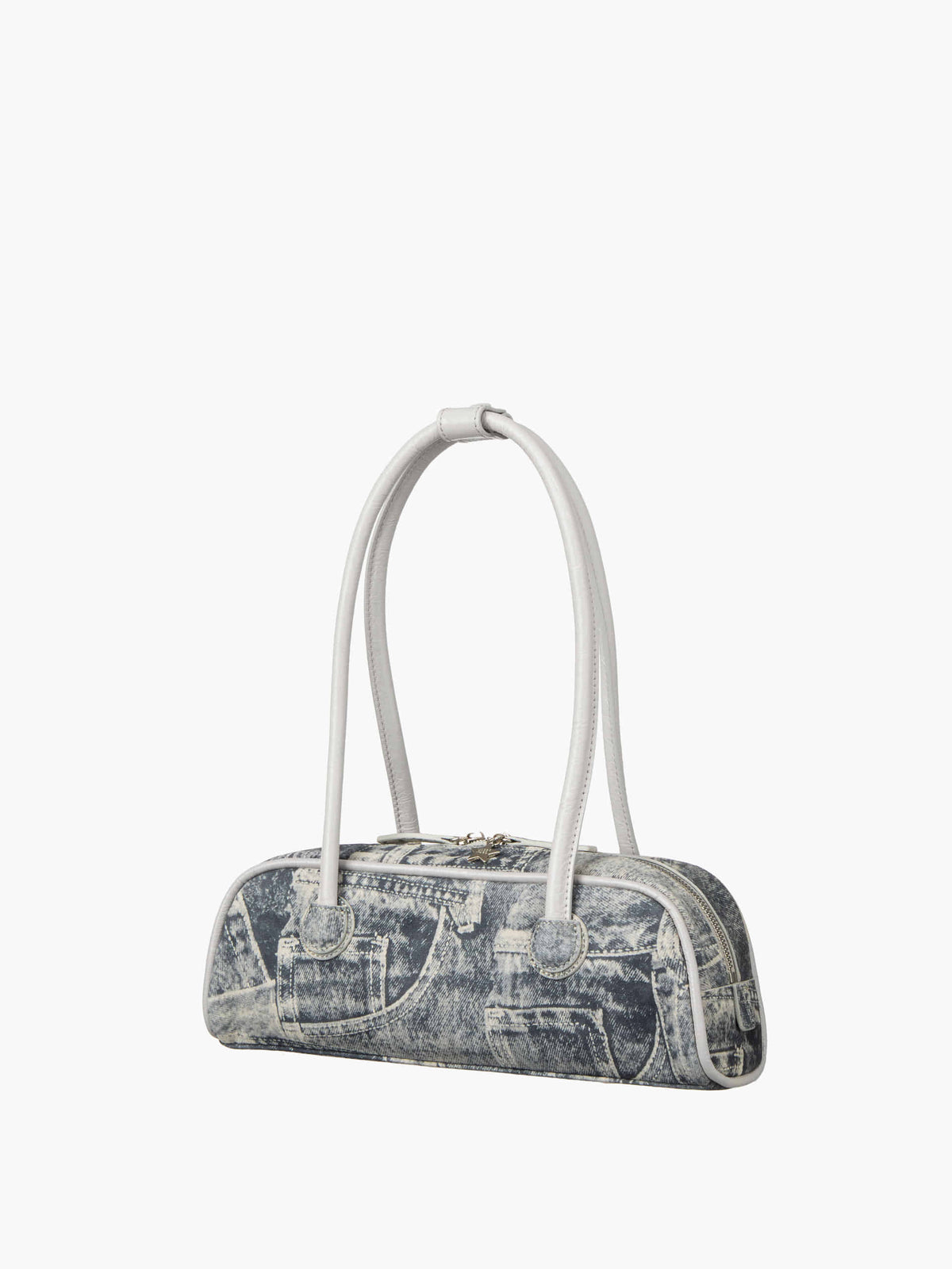 Margesherwood Soft Boston EW Mini Piping light grey printed suede+crinkle