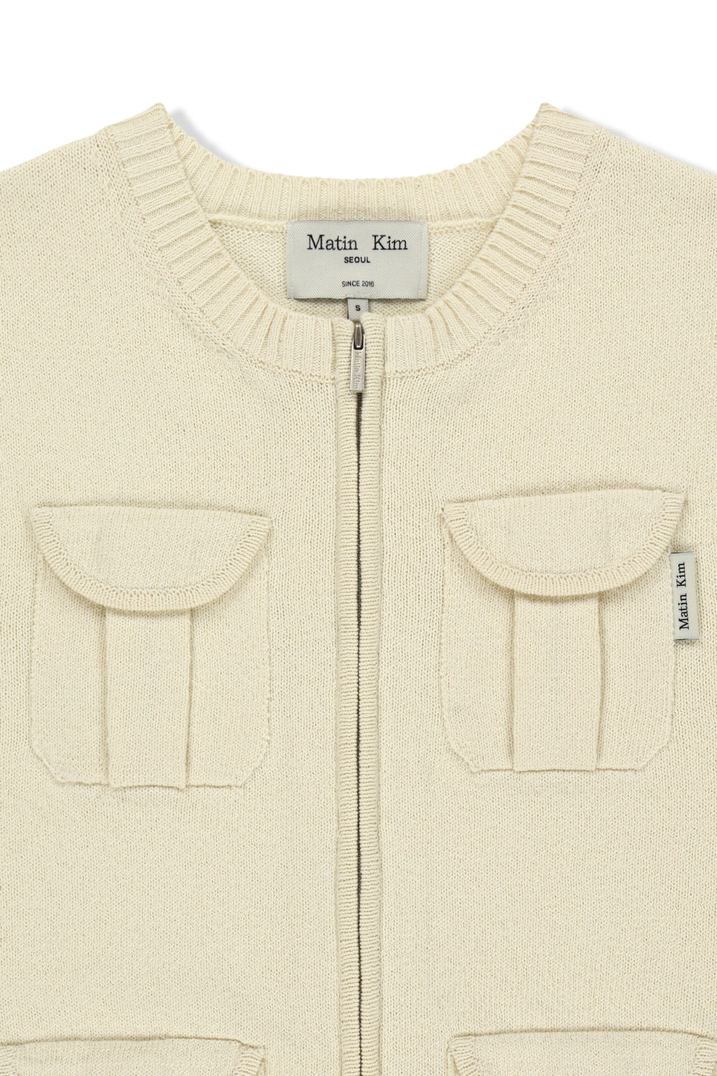 [matinkim] Pocket Washed Knit Vest IN Light Beige
