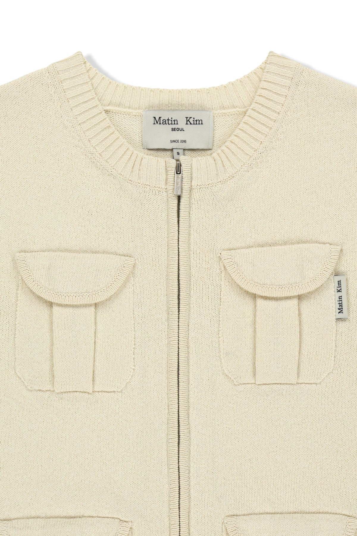 [matinkim] Pocket Washed Knit Vest IN Light Beige
