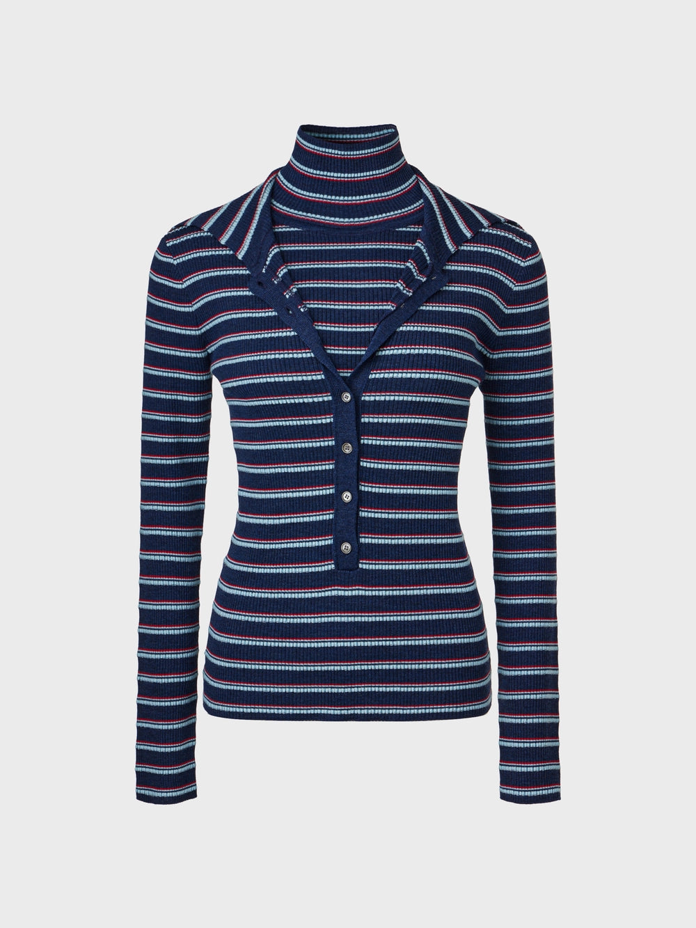 EENK High Neck Layered Knitwear Top - Navy