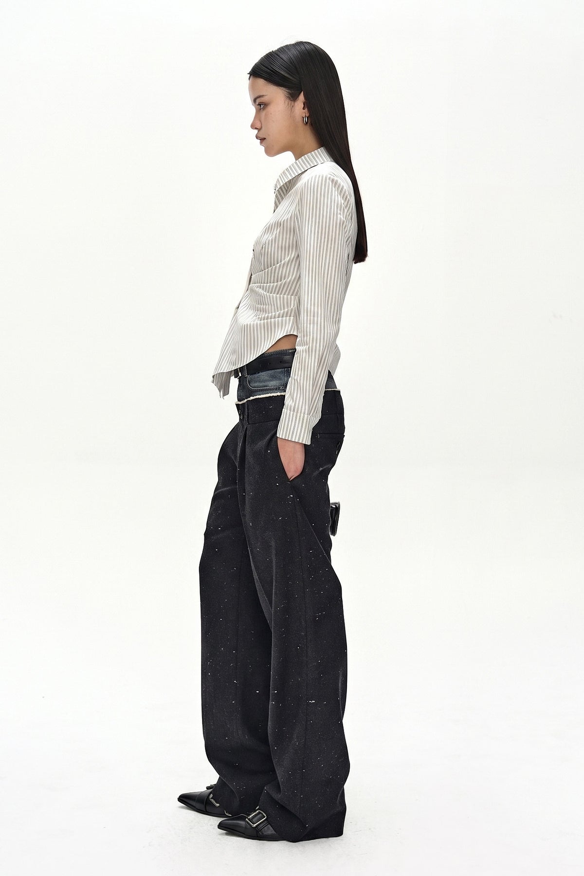 Andersson Bell Stripe Draped Waist Shirt