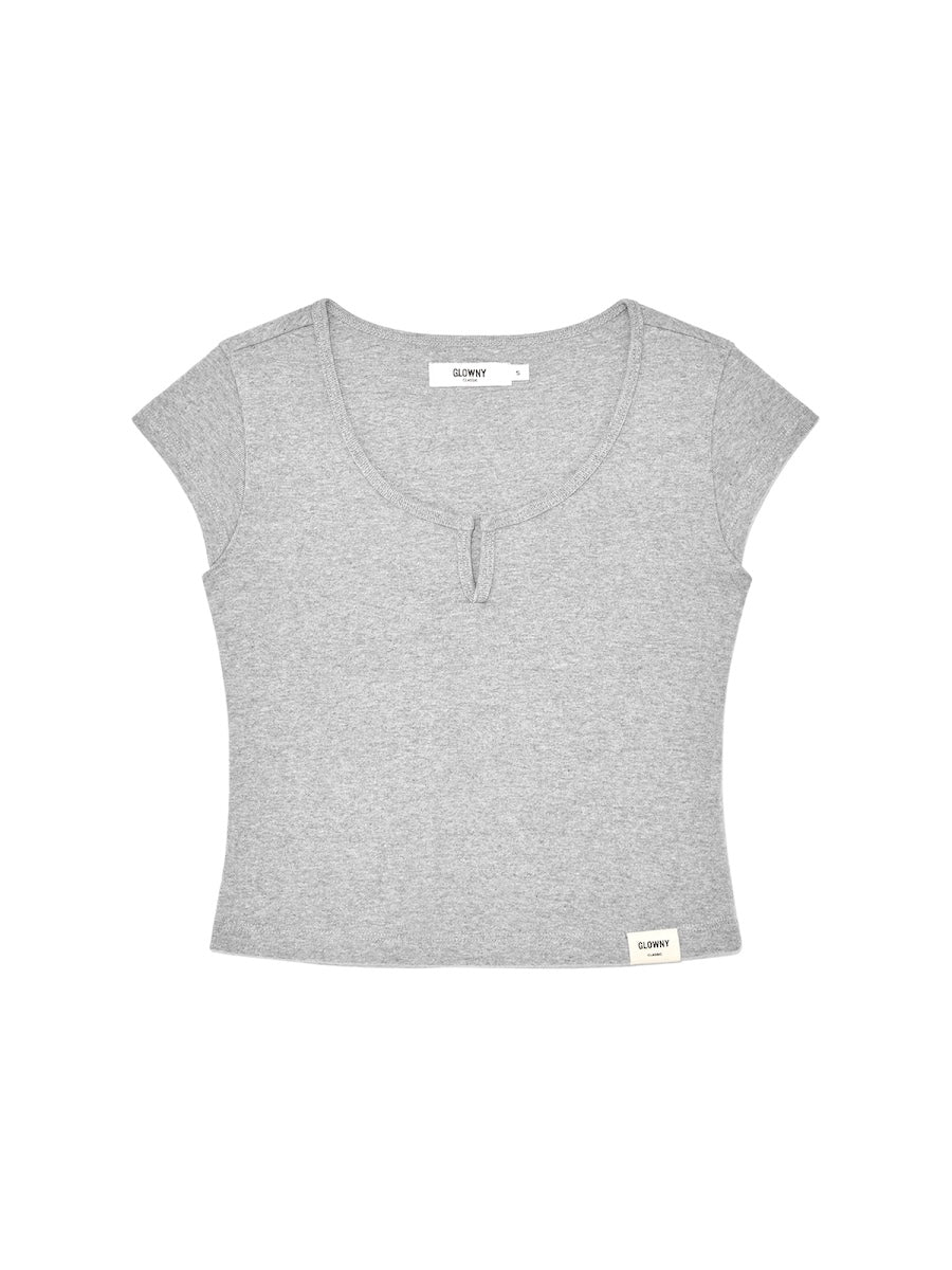 GLOWNY G Slit Tee (Melange Gray)