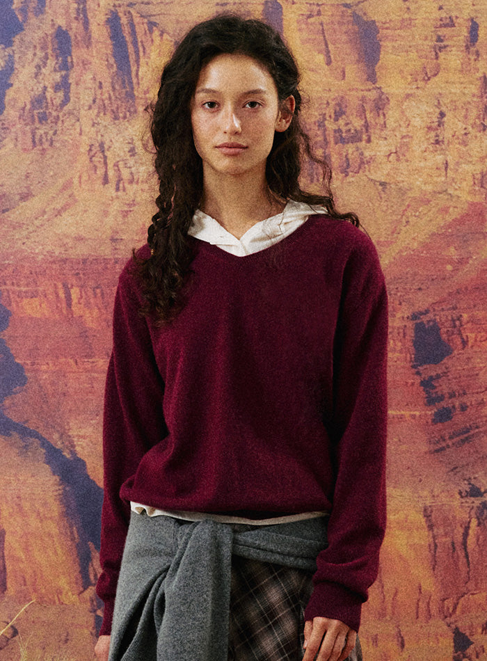 Mango Maniplease Bant V Knit Plum