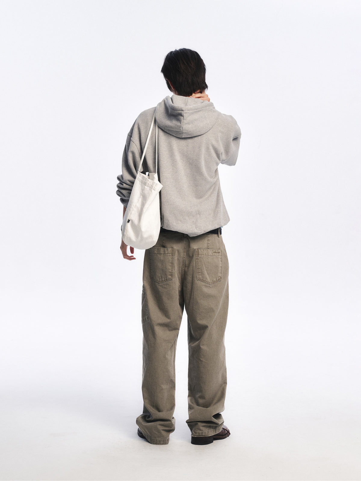 Low Classic Low Washed Zip-Up Hoodie Melange Grey