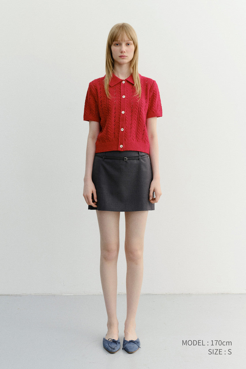 Dunst Collared Half Sleeve Cardigan Red