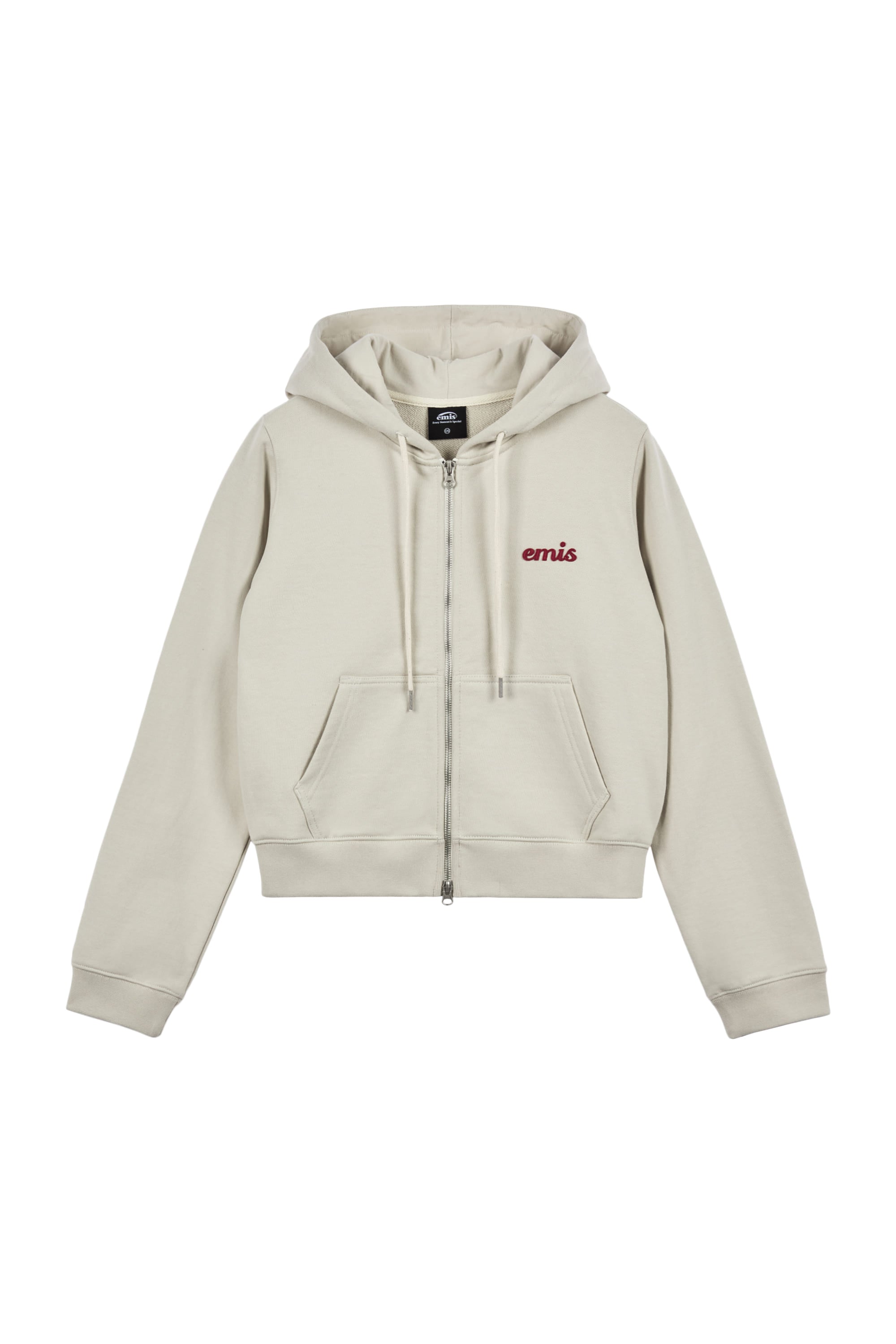 (WOMENS)APPLIQUE HOOD ZIP-UP-BEIGE