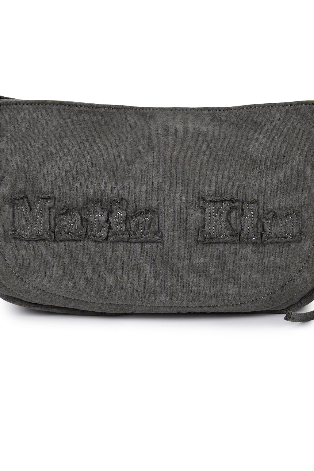 [matinkim] APPLIQUE LOGO JERSEY SHOULDER BAG IN CHARCOAL