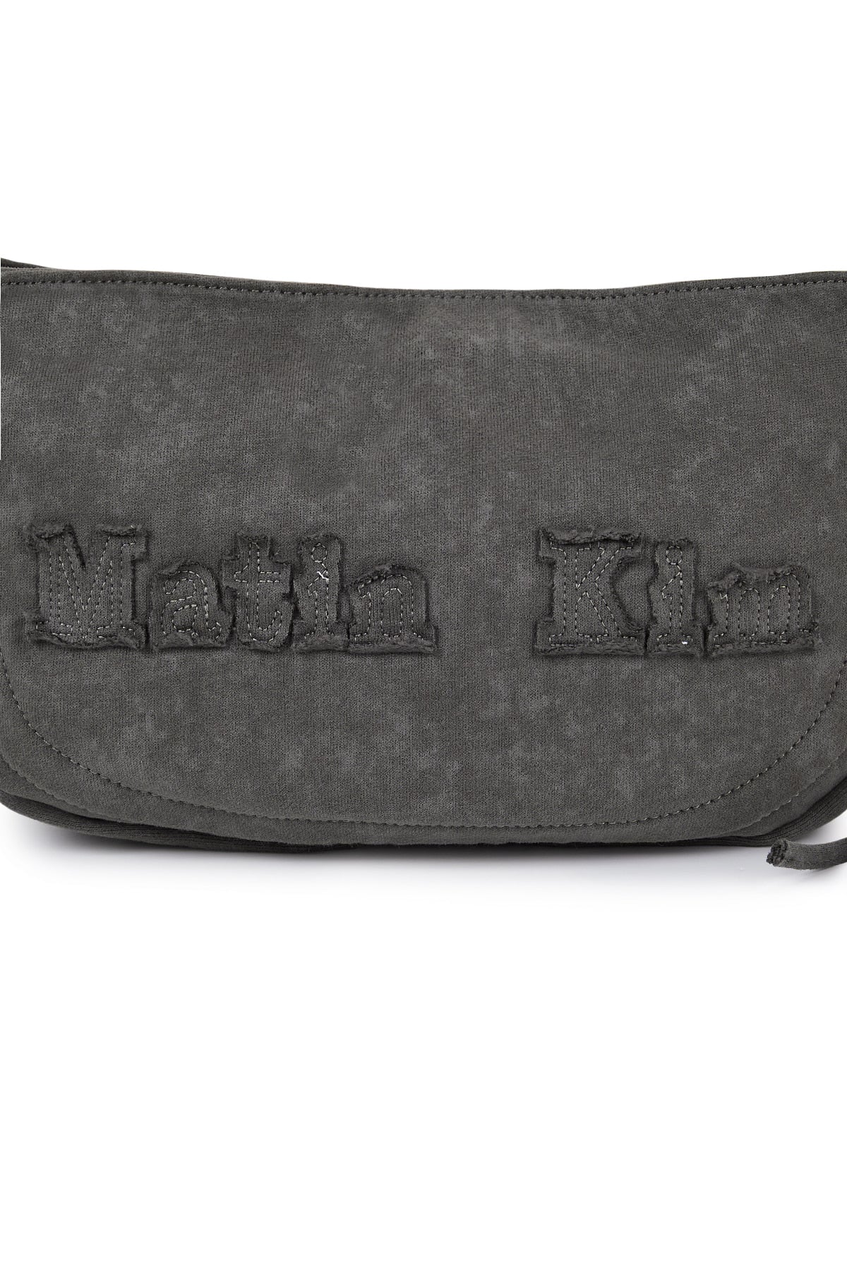 [matinkim] APPLIQUE LOGO JERSEY SHOULDER BAG IN CHARCOAL