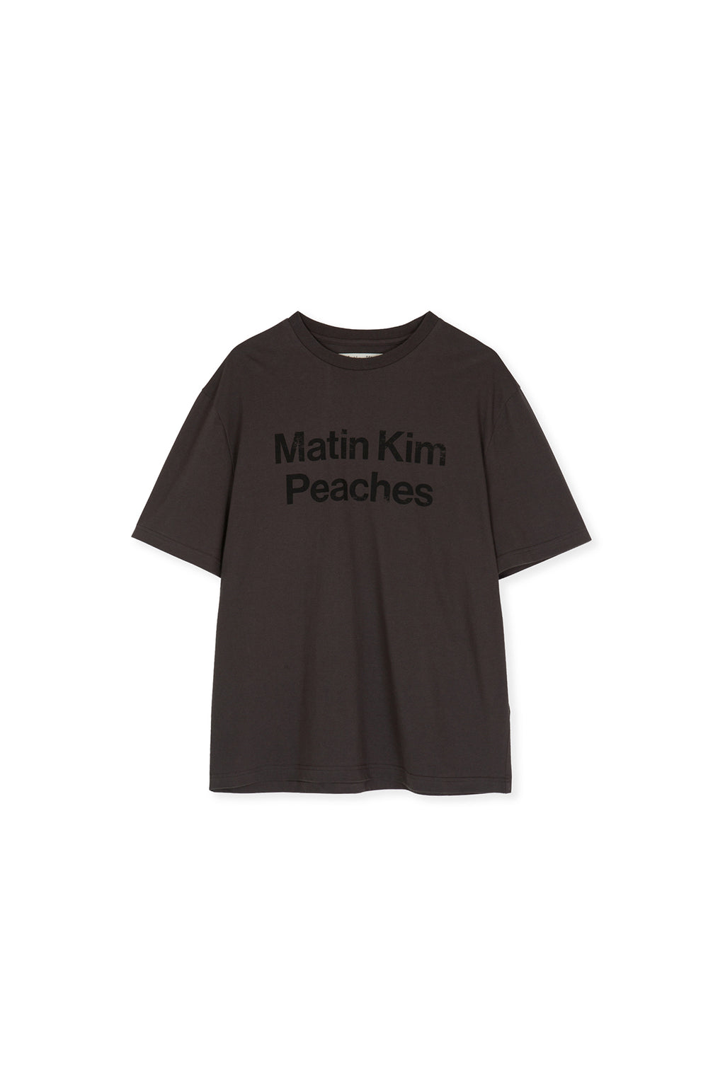 [matinkim] PEACHES LOGO GRAPHIC TOP IN CHARCOAL