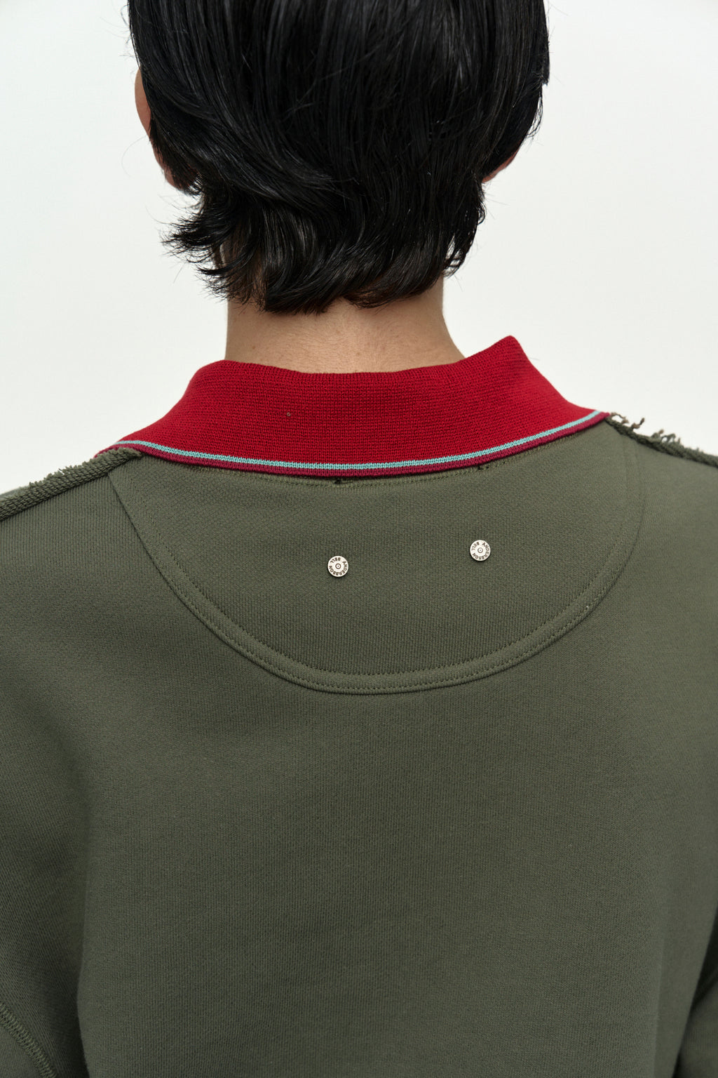 Andersson Bell (Essential) Studded Argyle Patchwork Sweatshirt Olive)