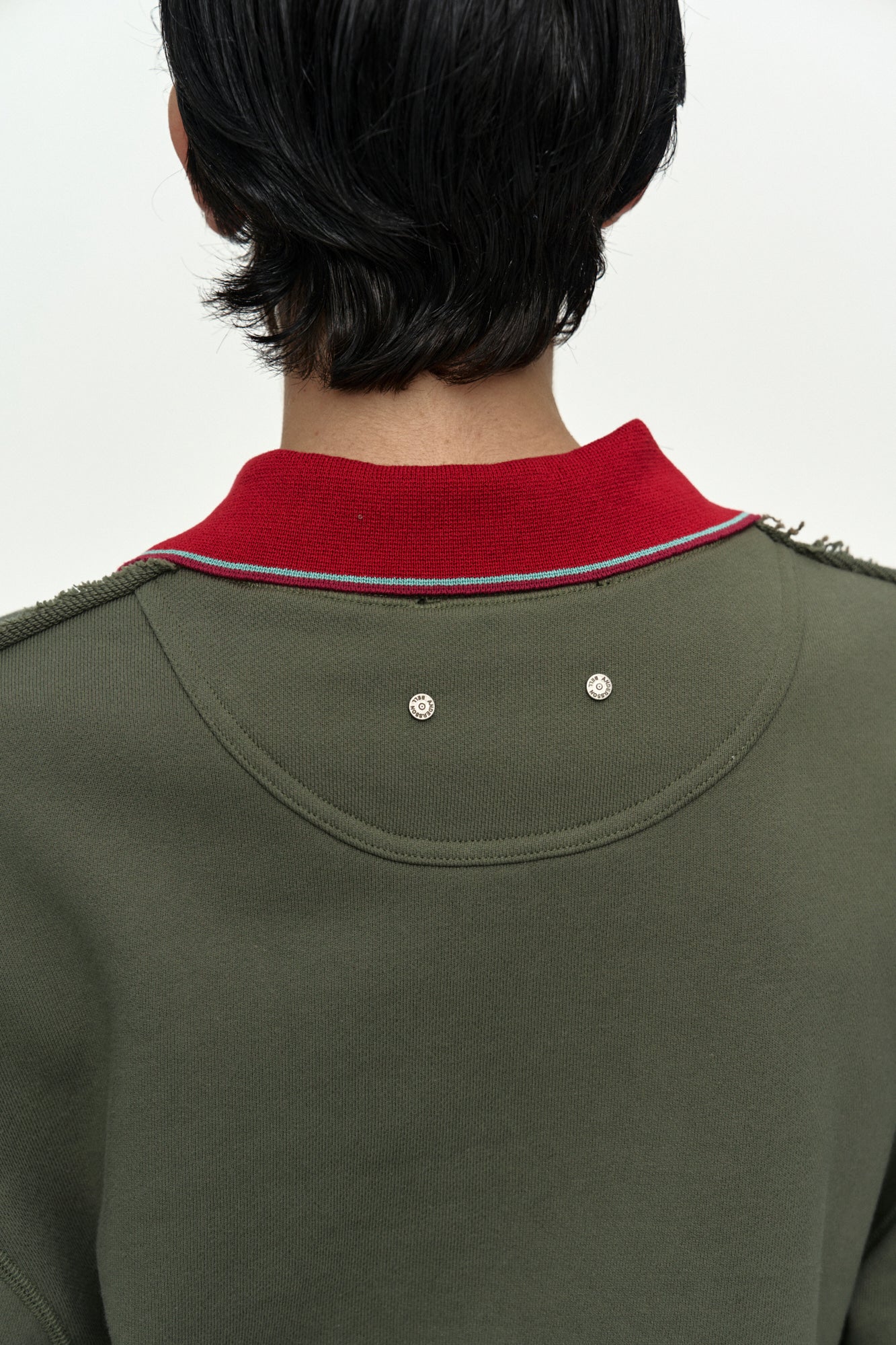 Andersson Bell (Essential) Studded Argyle Patchwork Sweatshirt Olive)